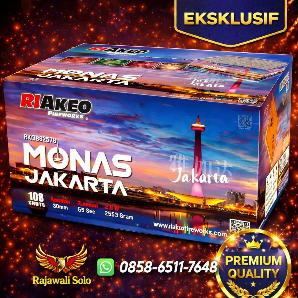 108 Shots Monas Jakarta Fireworks Cake - Riakeo Fireworks