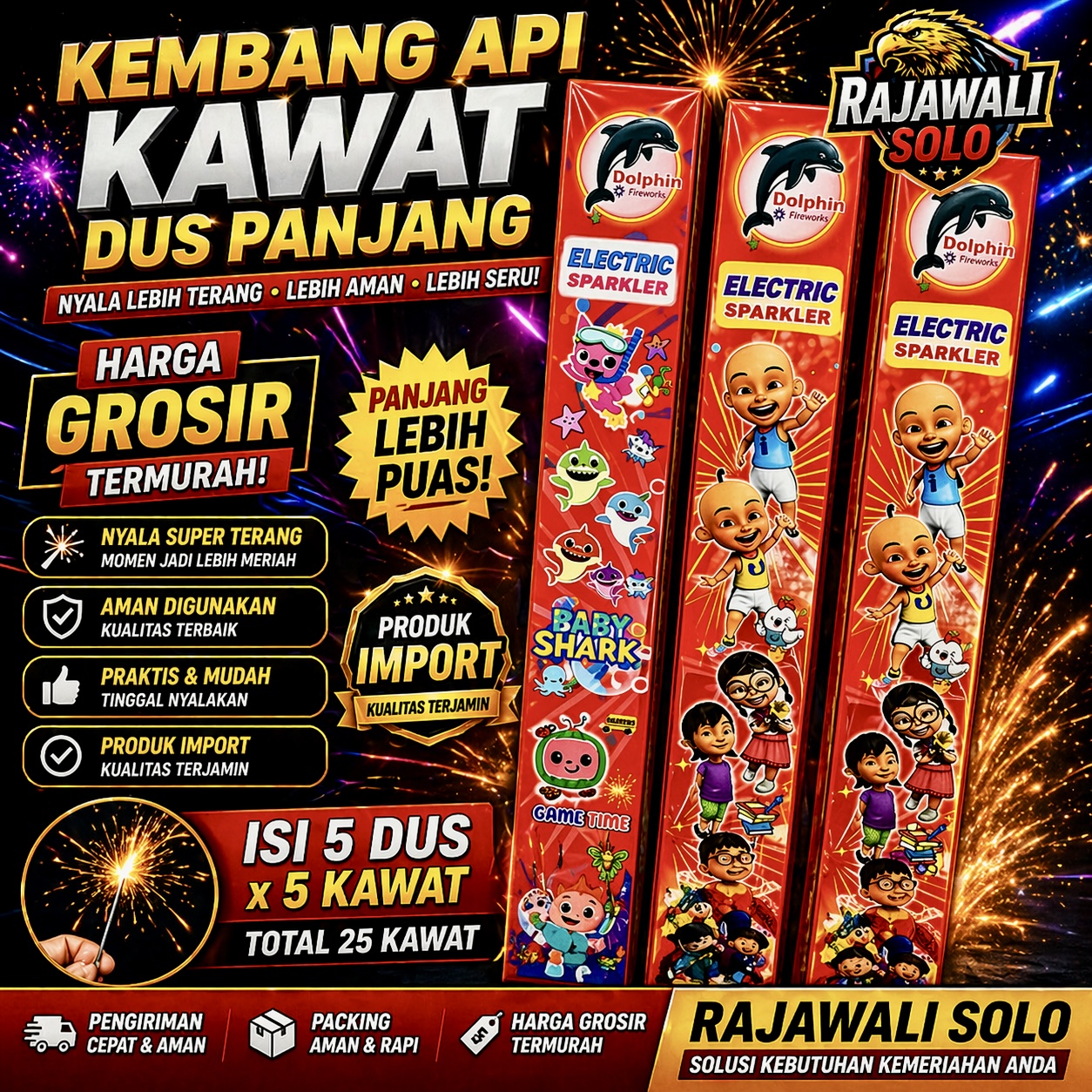 Kembang Api Kawat DUS PANJANG 1 pack isi 5 DUS X 5 kawat Total 25 KAWAT