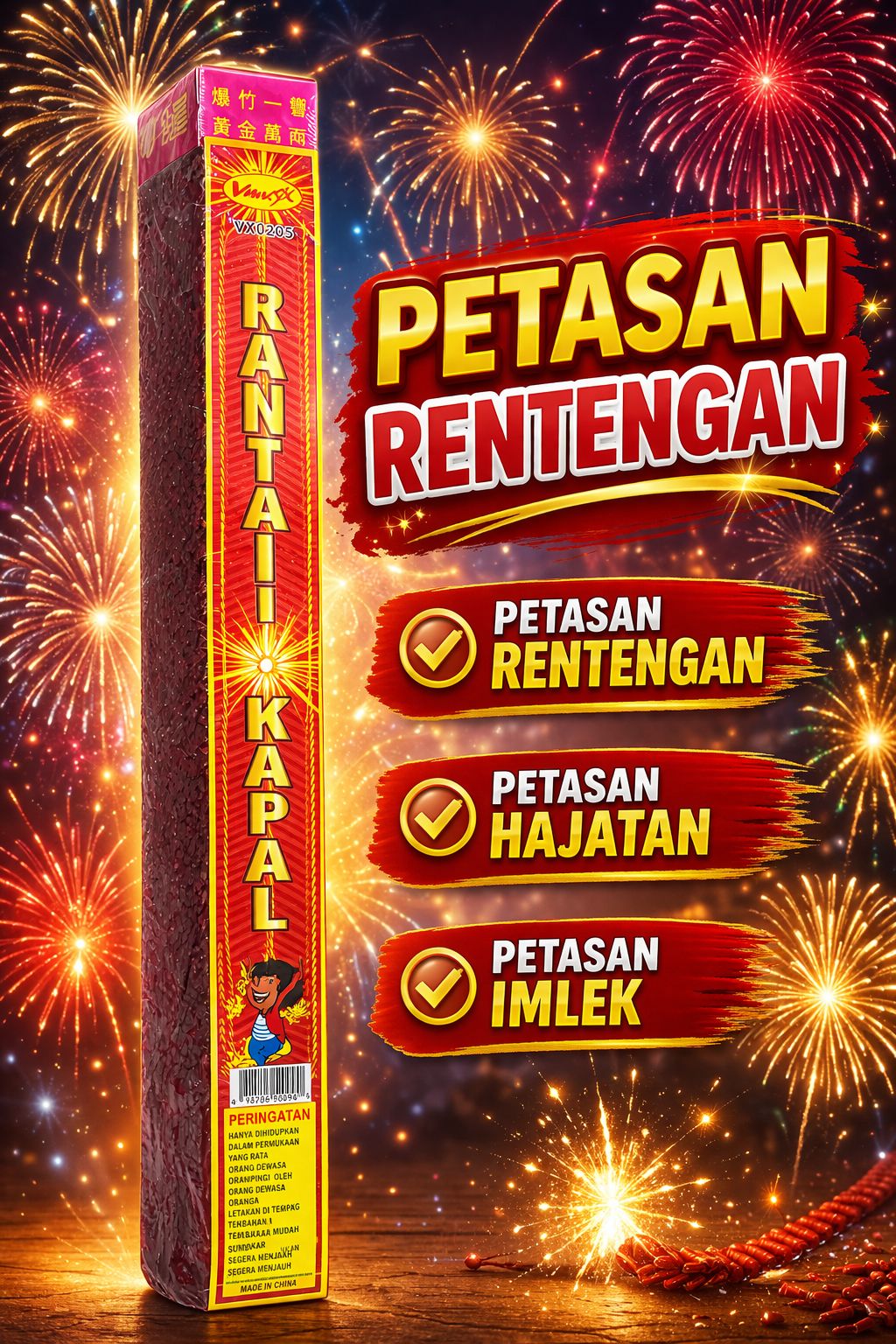Petasan Betawi Rantai Kapal / Petasan Hajatan / Petasan Renteng / Petasan Imlek